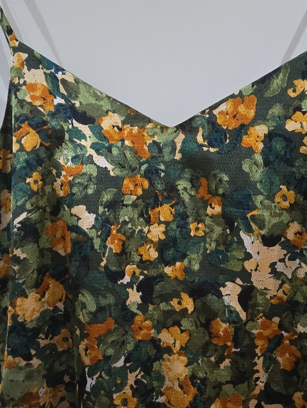 Floral Summer Satin V-neck Strappy Slip Midi Dress size Large - Picture 4 of 7